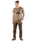 T-shirt bawełniany męski FNT ROEDEER w kolorze beżowym z nadrukiem TAGART