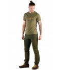 T-shirt bawełniany męski FNT Fox w kolorze oliwkowym z nadrukiem TAGART