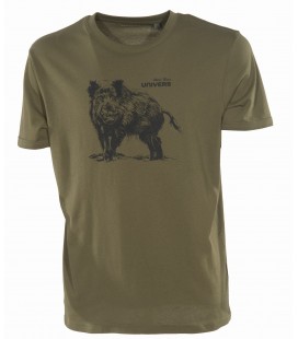 Koszulka T-shirt nadruk DZIK Univers, zielona,94055-358