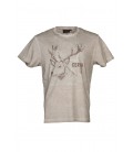 Koszulka T-shirt nadruk duży JELEŃ, 94198-514 beżowa