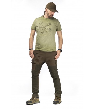 Koszulka T-shirt nadruk duży JELEŃ zielona, 94198-359