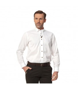 Koszula bawełniana męska Rut w białym kolorze z haftem jelenia firmy TAGART